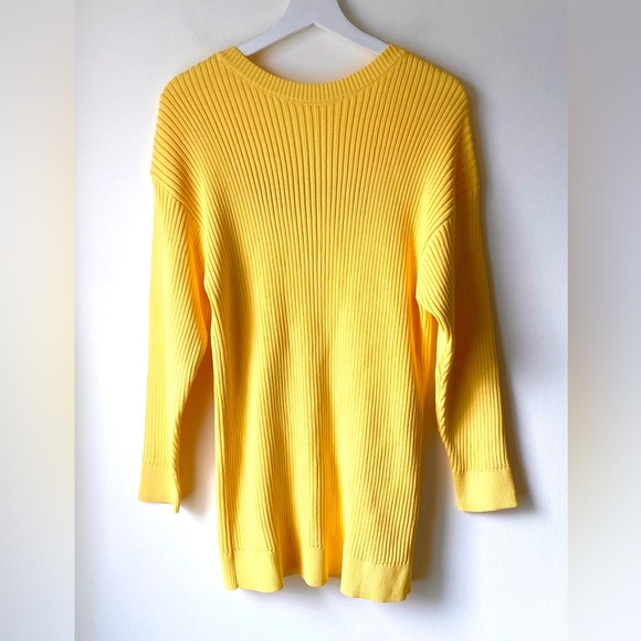 NWT Zara yellow knit long top/short dress low back knit with black ribbon detail - Picture 7 of 15